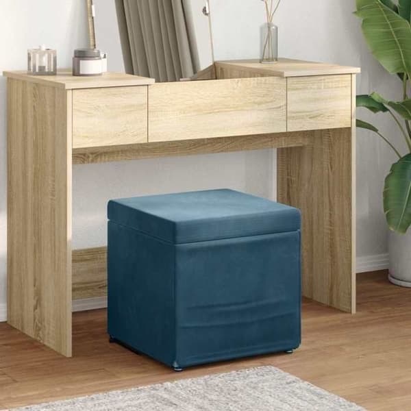 Taburet - EKSKLUSIV HUS - 41 x 41 x 40 cm - Blå - Velour & komposittræ - Uden ryg Blå