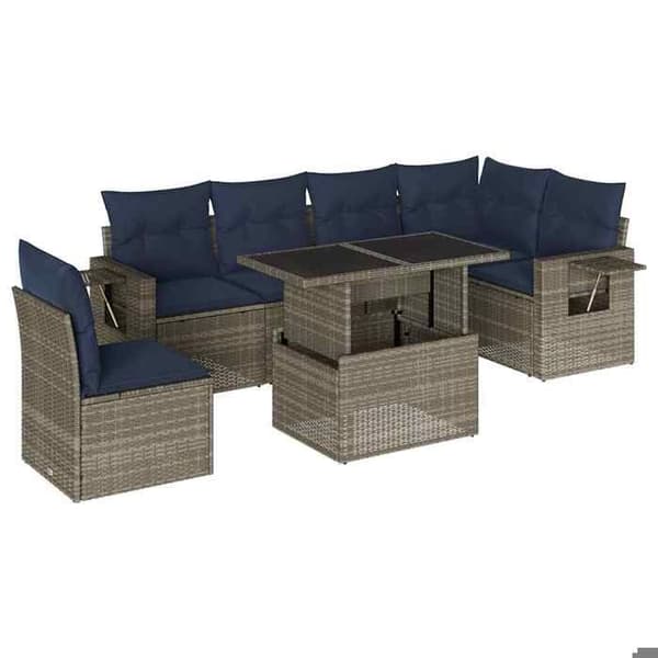 Havemøbel sæt - MAISON EXCLUSIVE - 7 dele havestol sæt - Grå PE rattan - Tykkede puder - Justerbart bord Grå