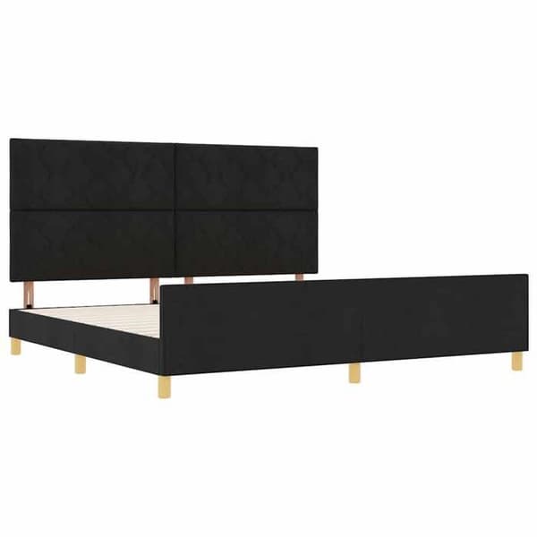 Sängram - EXKLUSIV HEM - Sammet - Svart - 200 x 200 cm - Dold förvaring Svart