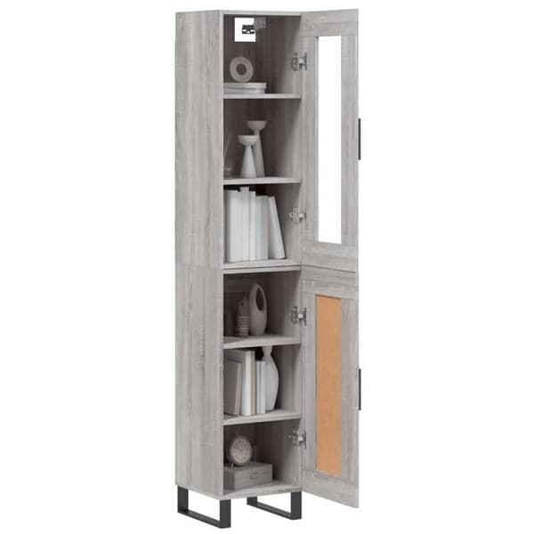 Maison Exclusive - Buffé hög Sonoma grå 34,5x34x180 cm Ingenjörsträ