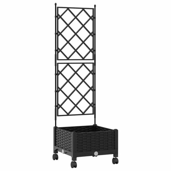 Maison Exclusive - Puutarhakärry, jossa on ritilä ja pyörät, musta 40 x 40 x 131,5 cm PP