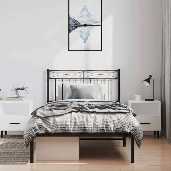Hovedgærde - EKSKLUSIV HUS - Runde rør - 193 cm - Hvid metal - Stabile ben Vit