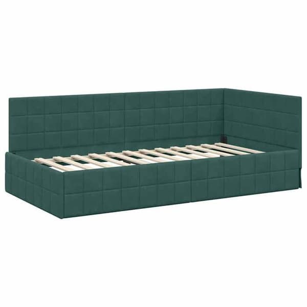 Maison Exclusive - Mörkgrön hörnsängram 90 cm x 190 cm Sammet