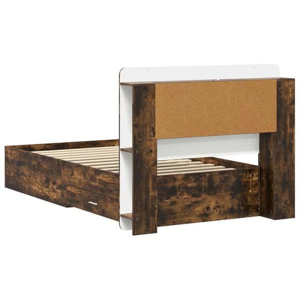 Maison Exclusive - Sängram med förvaring Ek rökig 100 x 200 cm