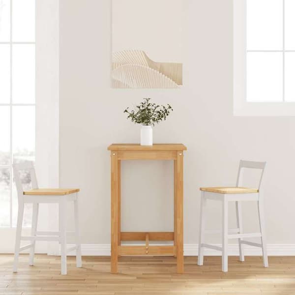 Barstole - EKSKLUSIV HUS - Barstole - Sæt af 2 - Massivt gummitræ - Hvid, ergonomisk ryg Vit