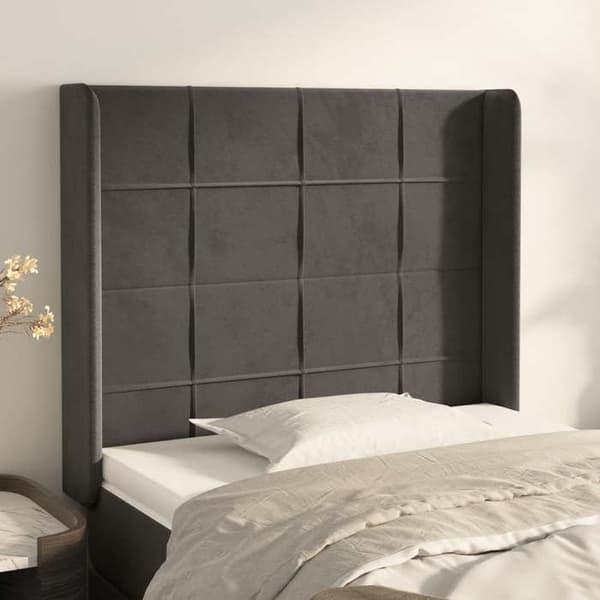 Maison Exclusive - Päätylevy korvilla Tummanharmaa 93x16x118/128 cm Sametti mörkgrå