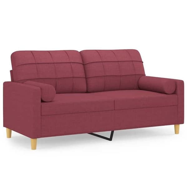 Maison Exclusive - Soffa 2 platser med bordeaux kuddar 140 cm tyg Röd Bordeaux