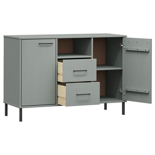 Maison Exclusive - Buffet med metalben Grå 113x40x77 cm Massivt træ OSLO Grå