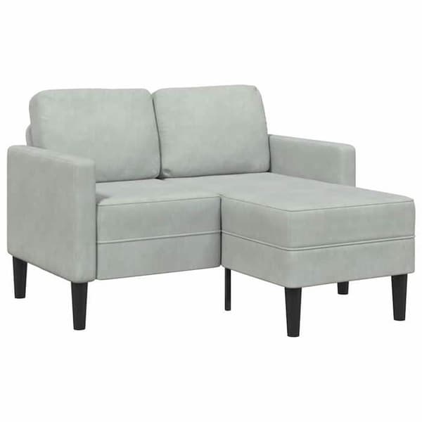 Soffa - EXKLUSIVT HUS - L-soffa - 2 platser - ljusgrå sammet - integrerad divan 125 cm Ljusgrått