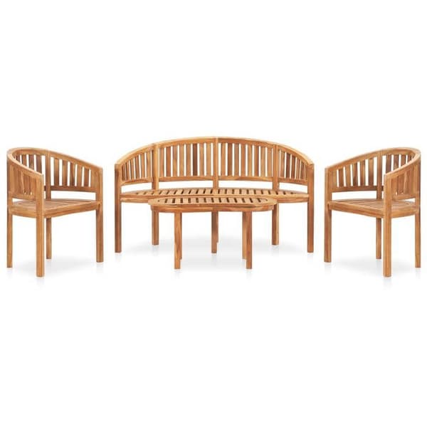 Maison Exclusive - Havegruppe 4 stk i bananform Solid teaktræ