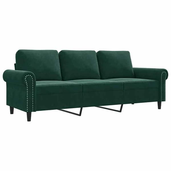 Maison Exclusive - Soffa 3-sits Grön mörk 180 cm Sammet Mörkgrön