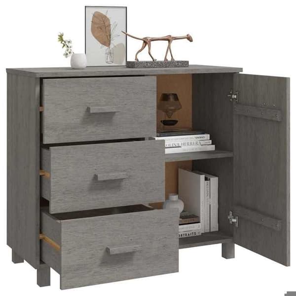 Maison Exclusive - Buffé HAMAR Ljusgrå 90x40x80 cm Massivt furu Ljusgrått