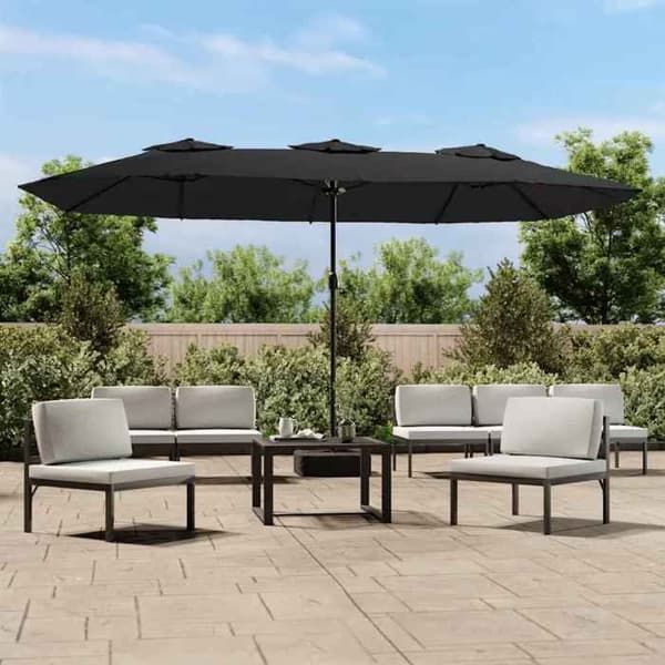 Maison Exclusive - Parasol til have med dobbelt hoved sort 449x265 cm