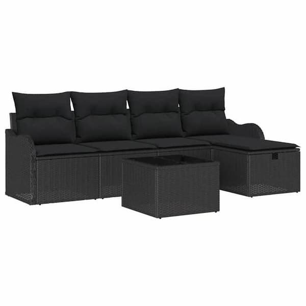 Maison Exclusive - 6-delars trädgårdsoff-set 4-sits svart Svart