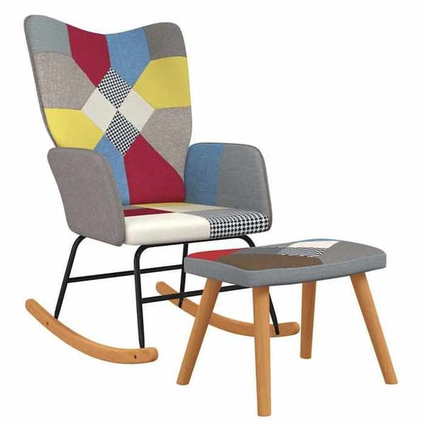 Maison Exclusive - Gyngestol med Patchwork Stof Skammel