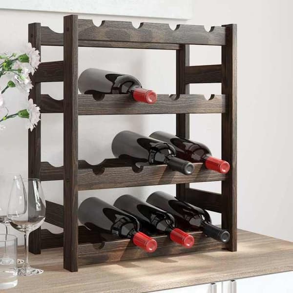Maison Exclusive - Flaskeholder til 16 flasker sort solid fyrretræ Svart