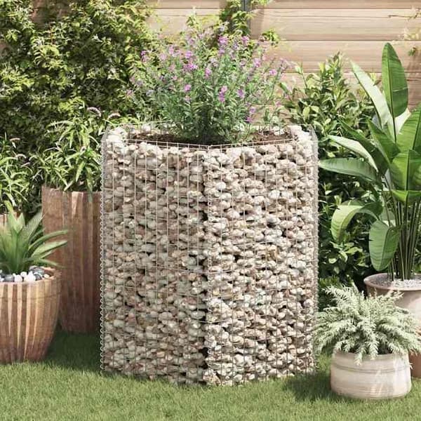 Maison Exclusive - Hexagonal gabion upphöjd säng 100x90x100 cm silver-