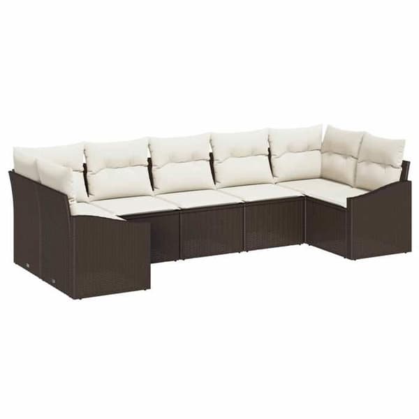 Maison Exclusive - 7-delars soffgrupp i brun polyrotin brun