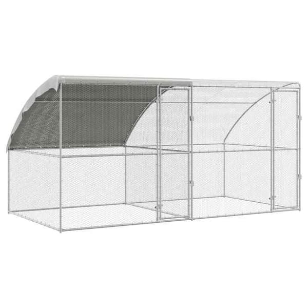 Maison Exclusive - Hønsebur med 2 døre 2 rum Sølv 400x200x200cm Silver
