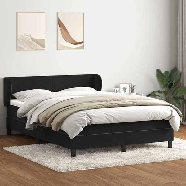 Maison Exclusive - Sängyn lattiapuut, musta patja 160x210 cm sametti