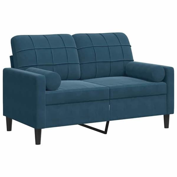 Maison Exclusive - Soffa 2 platser med dekorativa kuddar blå 120 cm sammet