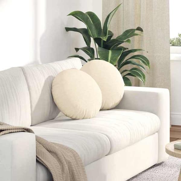 Stolepuder - MAISON EXCLUSIVE - Rund 40 cm - Fløjl - Hvid - Polyesterfyld