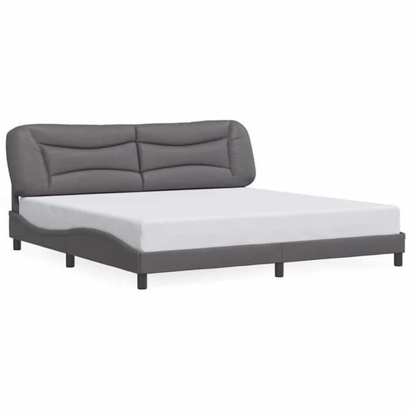 Sengestel - EKSKLUSIV HUS - Hvar - 200x200 cm - Grå kunstlæder - Lamelseng Grå