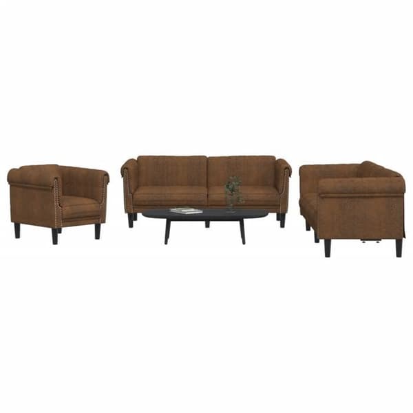 Maison Exclusive - 3-delat soffset i brun sammet Marron (sammet)