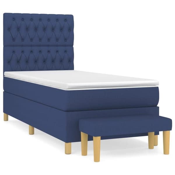 Maison Exclusive - Sengestel med springmadras Blå 90x200 cm Stof