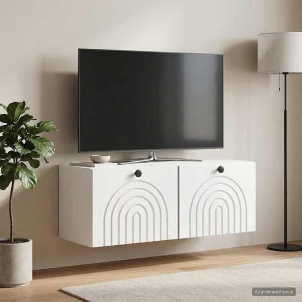 Exklusivt Hem - Väggmonterad TV-möbel Väggmontering Vit glansig 78,5 x 31 x 30 cm