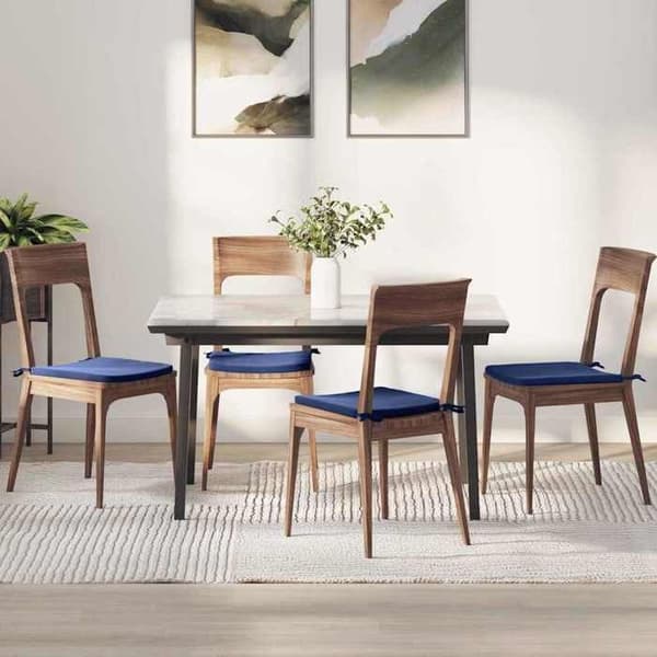 Stolepuder - EKSKLUSIV HUS - Sæt med 4 stk - Premium velour - Blå - 40 x 40 x 3 cm Blå
