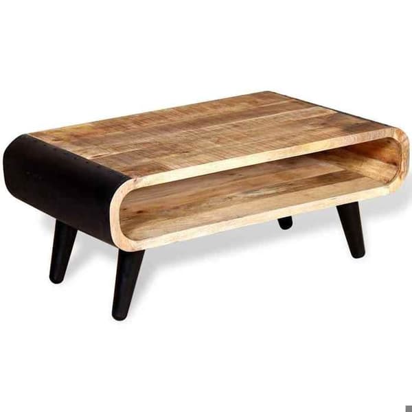 Maison Exclusive - Sofabord i rå mango træ 90x55x39 cm brunt och svart