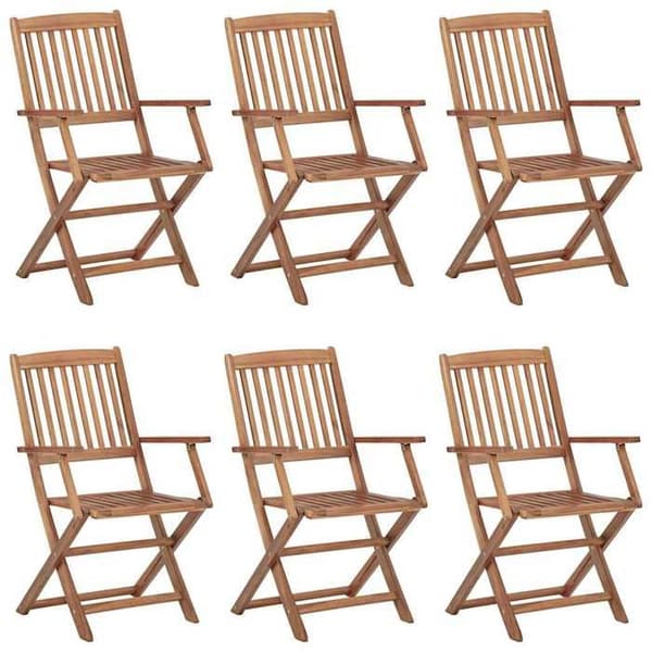 Maison Exclusive - Fällbara trädgårdsstolar set om 6 med kuddar Akaciaträ
