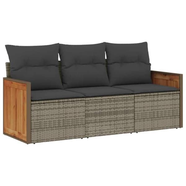 Maison Exclusive - Trädgårdsmöbler med kuddar 3 delar grå flätad resin