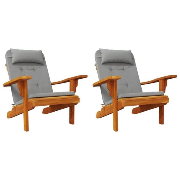 Maison Exclusive - Adirondack stolskuddar set om 2 grå Oxford tyg Grå