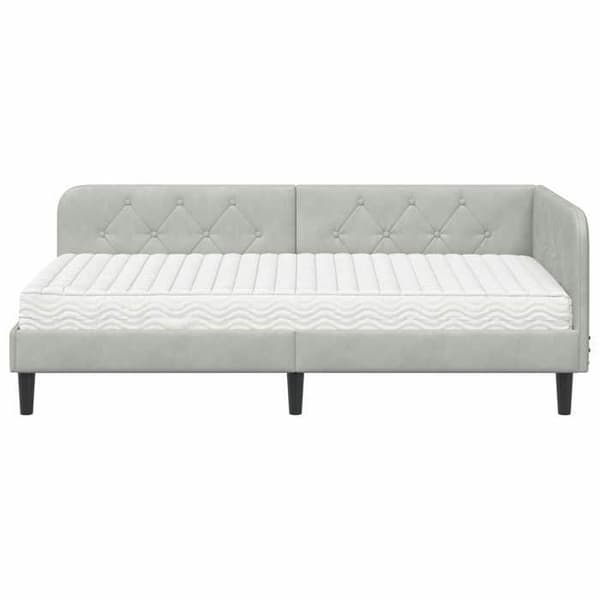 Maison Exclusive - Ljust grått hörnsängram 90 x 190 cm Sammet Ljusgrått