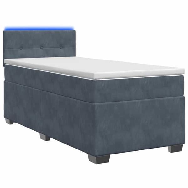 Maison Exclusive - Boxspring-säng med madrass och LED Mörkgrå Enkel Sammet Mörkgrå