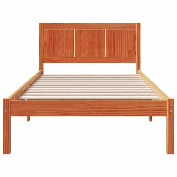 Sengestel - EKSKLUSIV HUS - Rektangulær - Massiv fyr - Brun - 90 x 200 cm (inklusive lamelbund) brun