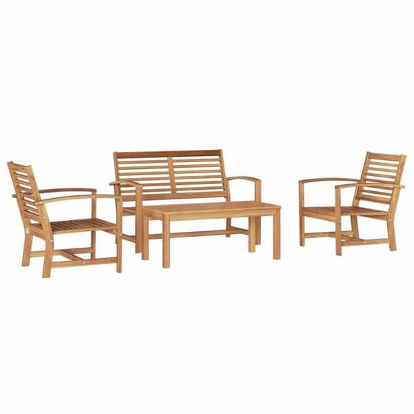 Maison Exclusive - 4 osan puutarhakalustesarja, luonnollinen tiikkipuu