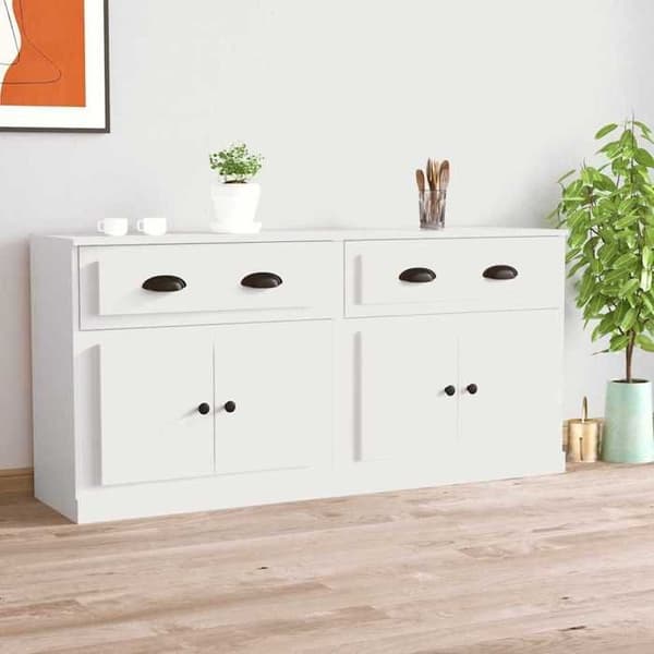 Buffé - Maison Exclusive - Set om 2 - Vit - Ingenjörsträ 70 x 35,5 x 67,5 cm