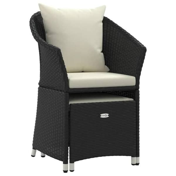 Maison Exclusive - Trädgårdsmöbler 2 delar med kuddar Svart Flätad resin Svart