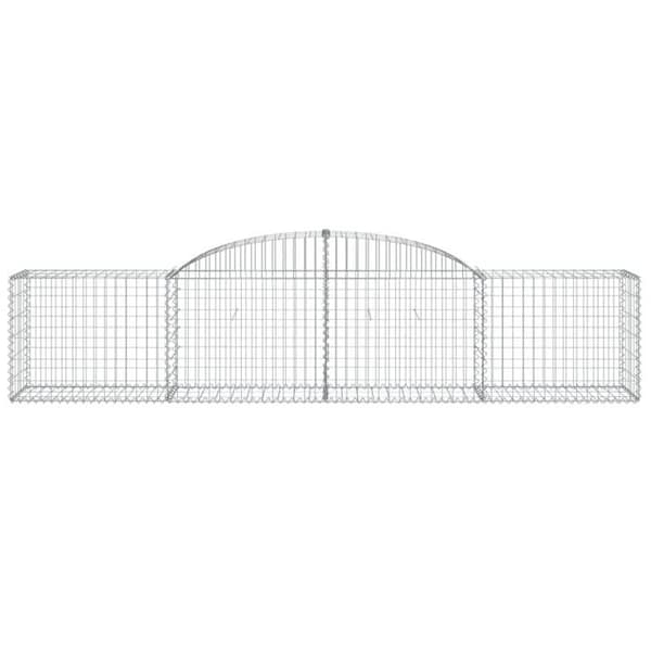 Gabionkorgar - böjda - 2 st - 300x50x60/80 cm - galvaniserat järn silver-