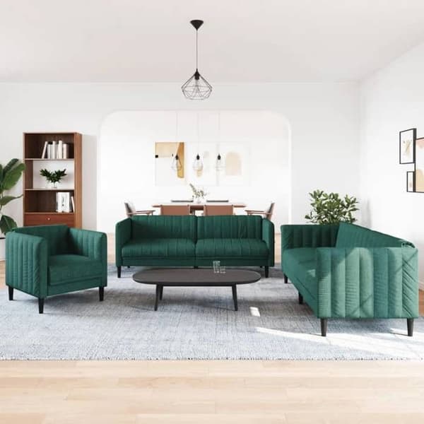 Maison Exclusive - Sæt af 3 sofaer mørkegrøn stof