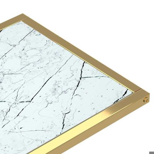 Maison Exclusive - Sidebord til computer Marmor hvid 50x35x65cm Hærdet glas Vit (marmor)