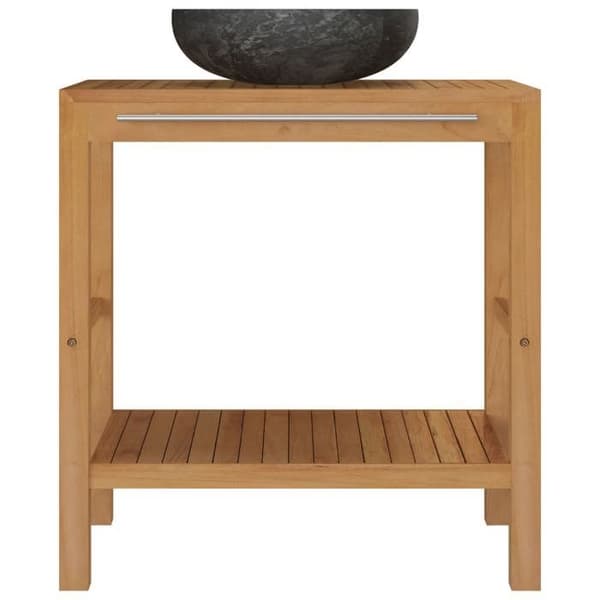 Maison Exclusive - Solid teak badeværelsesskab med sort marmor vask Svart