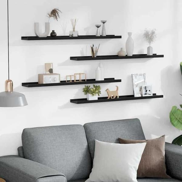 Maison Exclusive - Seinähyllyt 4 kpl Musta 80x9x3 cm