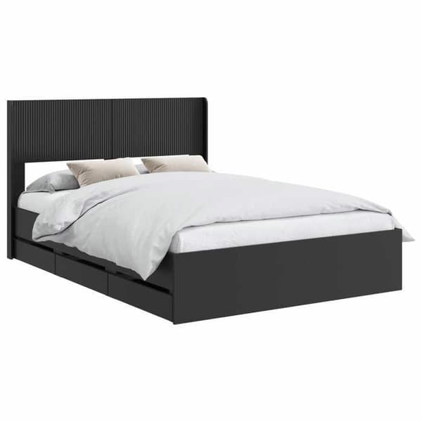 Maison Exclusive - Sengestel med opbevaring og hovedgærde Sort 150 x 200 cm Svart