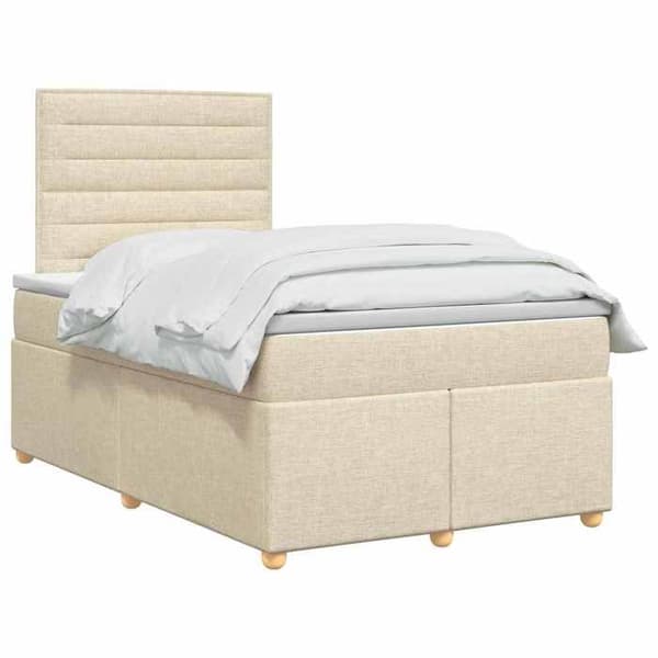Maison Exclusive - Boxspring säng med madrass Crème 120 x 190 cm Tyg