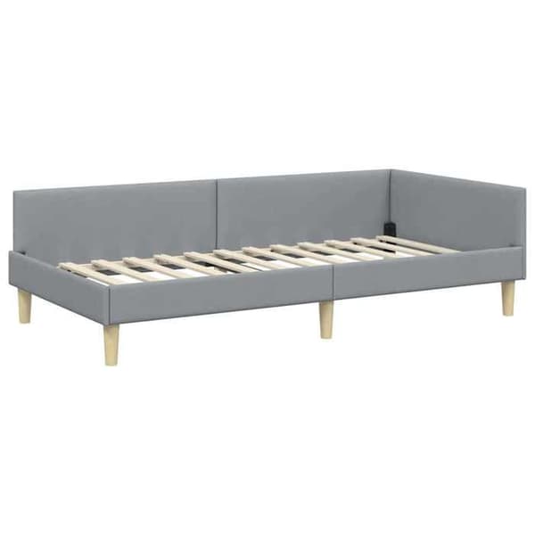 Maison Exclusive - Ljust grått hörnsängram 80 x 200 cm tyg
