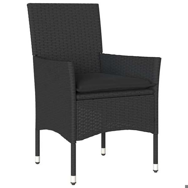 Maison Exclusive - Trädgårdsstolar med kuddar, set om 2, svart flätad resin